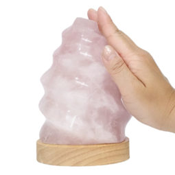 1.44kg Rose Quartz Polished Flame with LED Large Base DS2364 8 Rose Quartz Polished Flame with LED Large Base DS2364 | Himalayan Salt Factory