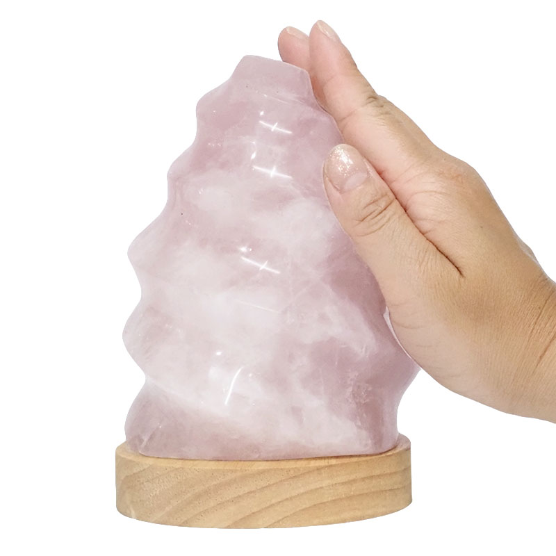 1.44kg Rose Quartz Polished Flame with LED Large Base DS2364 5 Rose Quartz Polished Flame with LED Large Base DS2364 | Himalayan Salt Factory
