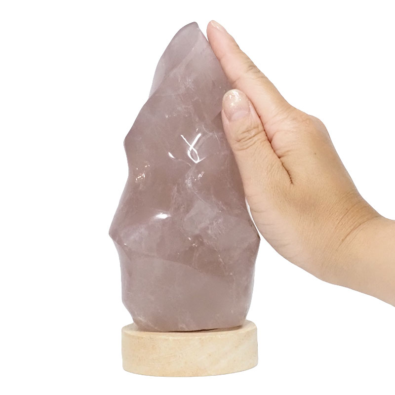 0.90kg Rose Quartz Polished Flame with LED Small Base DS2366 5 Rose Quartz Polished Flame with LED Small Base DS2366 | Himalayan Salt Factory