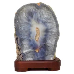 2.80kg Natural Agate Lamp – Timber Base S838 | Himalayan Salt Factory