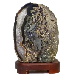 2.70kg Natural Agate Lamp – Timber Base S842 | Himalayan Salt Factory
