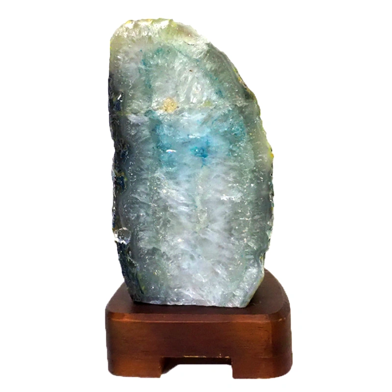 1.28kg Teal Agate Lamp ? Timber Base J1427 3 Teal Agate Lamp – Timber Base J1427 | Himalayan Salt Factory