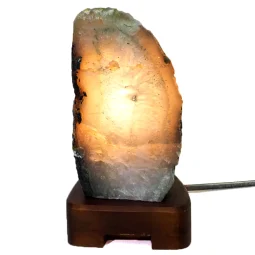 1.28kg Teal Agate Lamp ? Timber Base J1427 6 Teal Agate Lamp – Timber Base J1427 | Himalayan Salt Factory