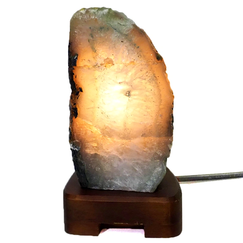 1.28kg Teal Agate Lamp ? Timber Base J1427 4 Teal Agate Lamp – Timber Base J1427 | Himalayan Salt Factory
