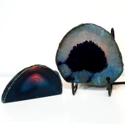 0.56kg Blue Agate Slice Lamp with Tea Light Candle Holder J122 | Himalayan Salt Factory