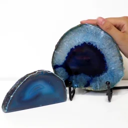 0.56kg Blue Agate Slice Lamp with Tea Light Candle Holder J122 | Himalayan Salt Factory
