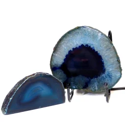 0.56kg Blue Agate Slice Lamp with Tea Light Candle Holder J122 | Himalayan Salt Factory