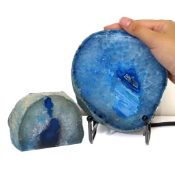 0.68kg Blue Agate Slice Lamp with Tea Light Candle Holder J124 | Himalayan Salt Factory