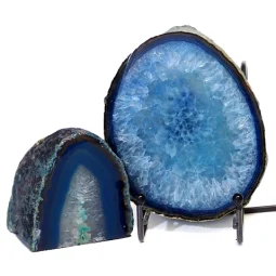 0.66kg Blue Agate Slice Lamp with Tea Light Candle Holder J125 | Himalayan Salt Factory