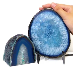 0.66kg Blue Agate Slice Lamp with Tea Light Candle Holder J125 | Himalayan Salt Factory