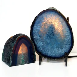 0.66kg Blue Agate Slice Lamp with Tea Light Candle Holder J125 | Himalayan Salt Factory