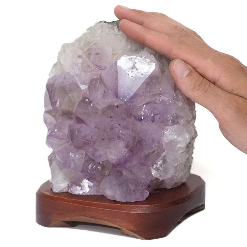 2.36kg Amethyst Crystal Lamp with Timber Base DR434 5 Amethyst Crystal Lamp with Timber Base DR434 | Himalayan Salt Factory