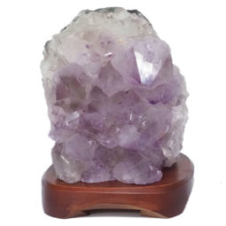 Amethyst Crystal Lamp with Timber Base DR434 | Himalayan Salt Factory