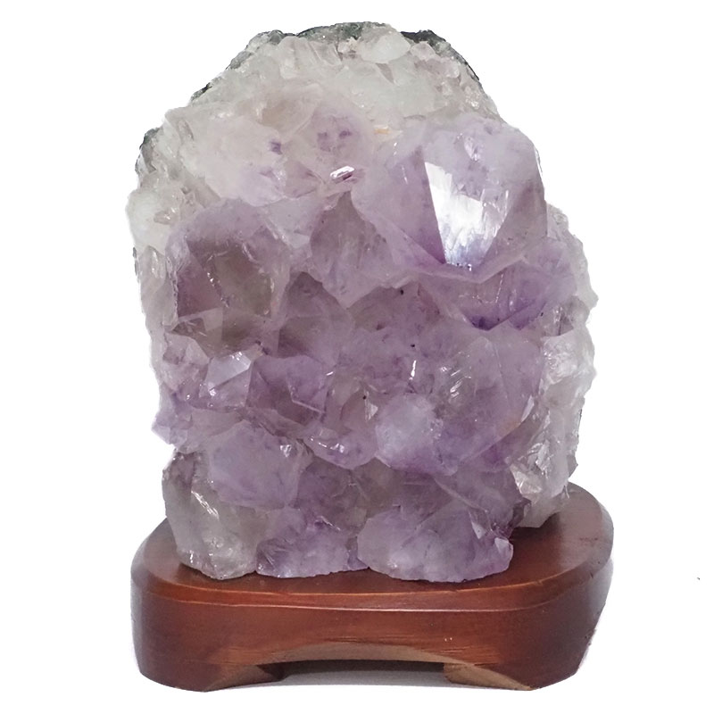 2.36kg Amethyst Crystal Lamp with Timber Base DR434 3 Amethyst Crystal Lamp with Timber Base DR434 | Himalayan Salt Factory