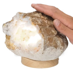 Natural Calcite Geode Lamp with Large LED Light Base DB570 | Himalayan Salt Factory