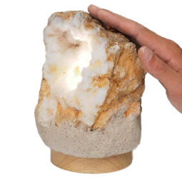 Natural Calcite Geode Lamp with Large LED Light Base DB574 | Himalayan Salt Factory