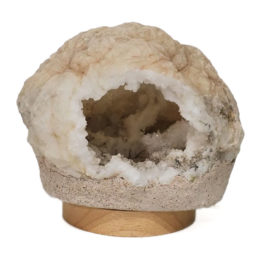 Natural Calcite Geode Lamp with Large LED Light Base DB575 | Himalayan Salt Factory