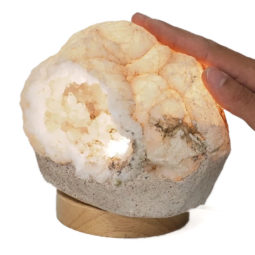 Natural Calcite Geode Lamp with Large LED Light Base DB575 | Himalayan Salt Factory