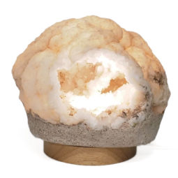 Natural Calcite Geode Lamp with Large LED Light Base DB575 | Himalayan Salt Factory