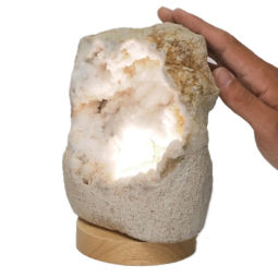 Natural Calcite Geode Lamp with Large LED Light Base DB578 | Himalayan Salt Factory