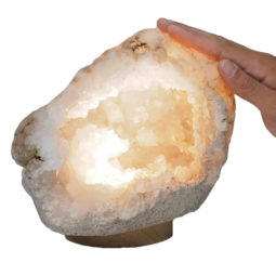 Natural Calcite Geode Lamp with Large LED Light Base DB580 | Himalayan Salt Factory