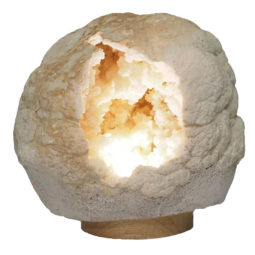 Natural Calcite Geode Lamp with Large LED Light Base DB582 | Himalayan Salt Factory