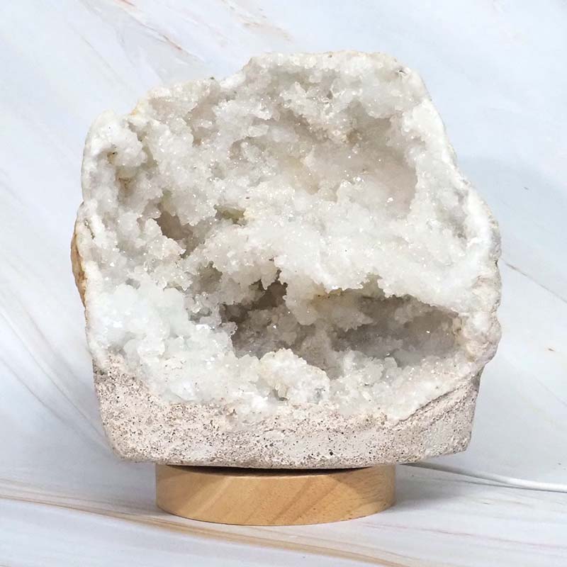 2.03kg Natural Calcite Geode Lamp with Large LED Light Base DN1762 4 Natural Calcite Geode Lamp with Large LED Light Base DN1762 | Himalayan Salt Factory