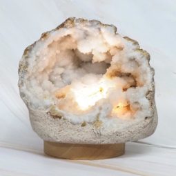Natural Calcite Geode Lamp with Large LED Light Base DN1764 | Himalayan Salt Factory