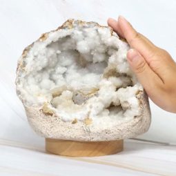 Natural Calcite Geode Lamp with Large LED Light Base DN1764 | Himalayan Salt Factory