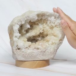 Natural Calcite Geode Lamp with Large LED Light Base DN1765 | Himalayan Salt Factory