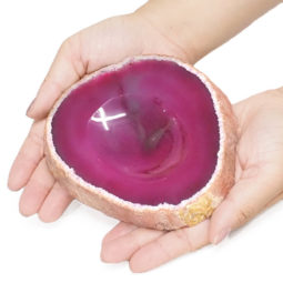 Pink Agate Crystal Polished Bowl – Medium (12cm-14cm) | Himalayan Salt Factory