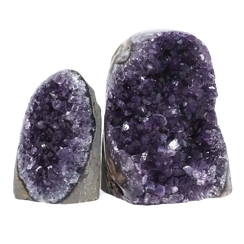 2.10kg Amethyst Polished Crystal Geode Specimen Set 2 Pieces DK858 3 Amethyst Polished Crystal Geode Specimen Set 2 DK858 | Himalayan Salt Factory