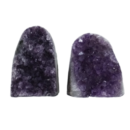 Amethyst Polished Crystal Geode Specimen Set 2 Pieces DK940 | Himalayan Salt Factory