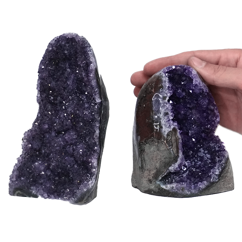 2.2kg Amethyst Polished Crystal Geode Specimen Set 2 Pieces DK943 4 Amethyst Polished Crystal Geode Specimen Set 2 Pieces DK943 | Himalayan Salt Factory