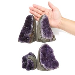 Amethyst Polished Crystal Geode Specimen Set 4 DK894 | Himalayan Salt Factory