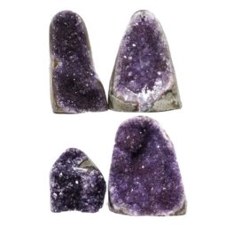 Amethyst Polished Crystal Geode Specimen Set 4 DK894 | Himalayan Salt Factory