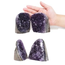 Amethyst Polished Crystal Geode Specimen Set 4 DK896 | Himalayan Salt Factory