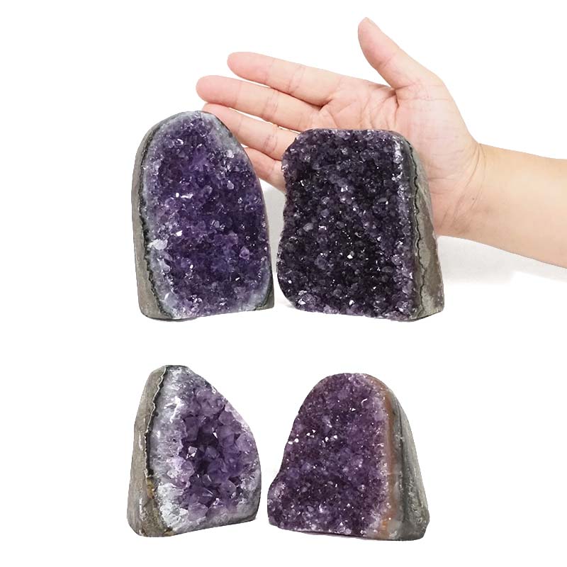 2.18kg Amethyst Polished Crystal Geode Specimen Set 4 Pieces DK900 4 Amethyst Polished Crystal Geode Specimen Set 4 DK900 | Himalayan Salt Factory