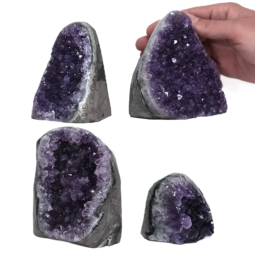 2.86kg Amethyst Polished Crystal Geode Specimen Set 4 Pieces DK935 5 Amethyst Polished Crystal Geode Specimen Set 4 Pieces DK935 | Himalayan Salt Factory