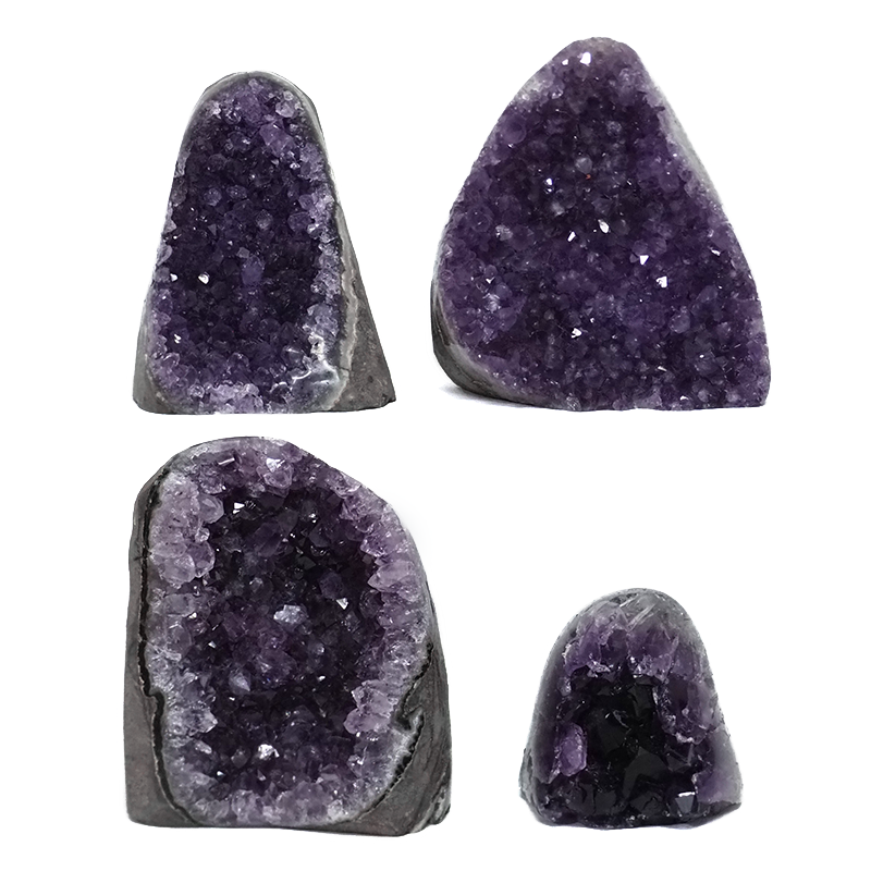 2.86kg Amethyst Polished Crystal Geode Specimen Set 4 Pieces DK935 3 Amethyst Polished Crystal Geode Specimen Set 4 Pieces DK935 | Himalayan Salt Factory