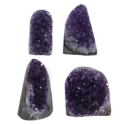 Amethyst Polished Crystal Geode Specimen Set 4 Pieces DK938 | Himalayan Salt Factory