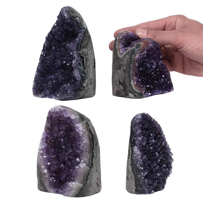 2.63kg Amethyst Polished Crystal Geode Specimen Set 4 Pieces DK939 4 Amethyst Polished Crystal Geode Specimen Set 4 Pieces DK939 | Himalayan Salt Factory