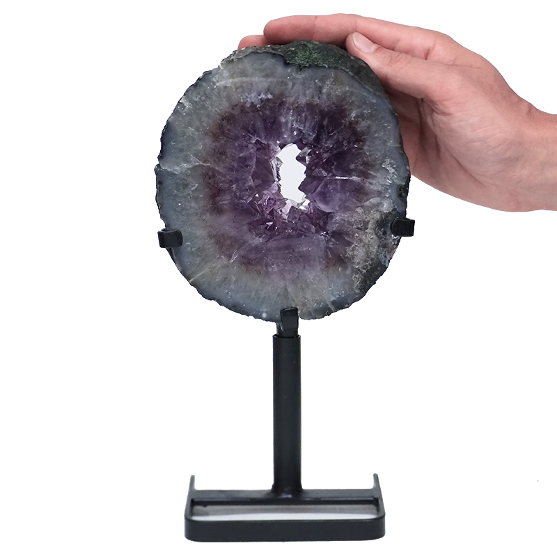 2.14kg Natural Amethyst Ring Slice on Stand DK911 4 Natural Amethyst Ring Slice on Stand DK911 | Himalayan Salt Factory