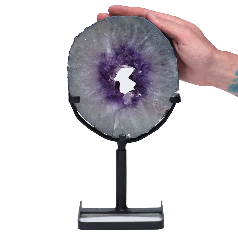 2.82kg Natural Amethyst Ring Slice on Stand DK917 4 Natural Amethyst Ring Slice on Stand DK917 | Himalayan Salt Factory