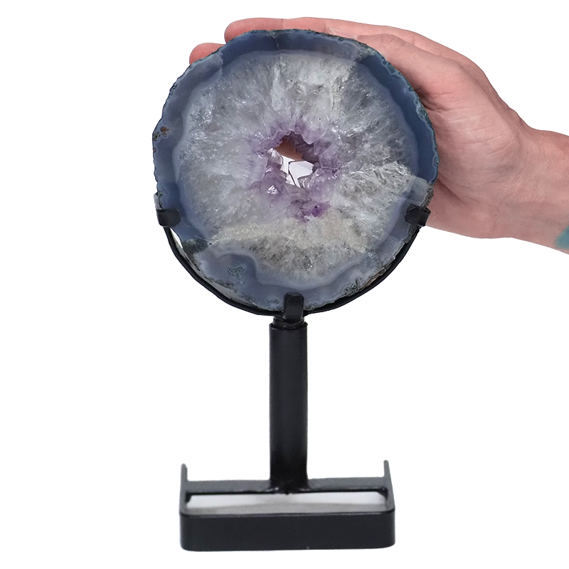 1.56kg Natural Amethyst Ring Slice on Stand DK908 4 Natural Amethyst Ring Slice on Stand DK908 | Himalayan Salt Factory