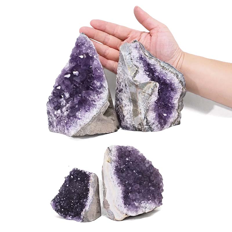 3.33kg Amethyst Crystal Geode Specimen Set 4 Pieces DN1848 4 Amethyst Crystal Geode Specimen Set 2 Pieces DN1848 | Himalayan Salt Factory