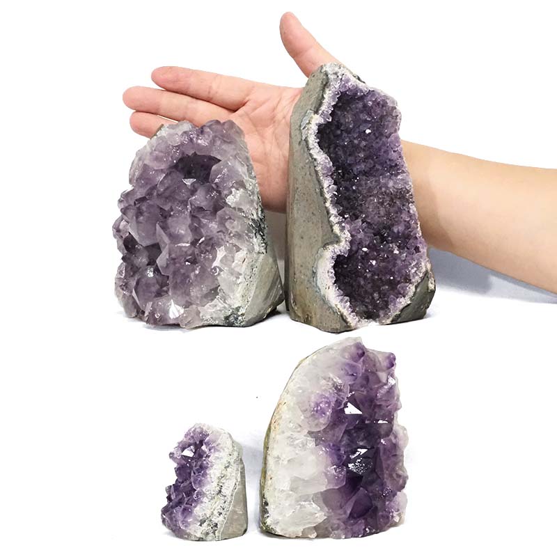 3.65kg Amethyst Crystal Geode Specimen Set 4 Pieces DN1838 4 Amethyst Crystal Geode Specimen Set 4 Pieces DN1838 | Himalayan Salt Factory