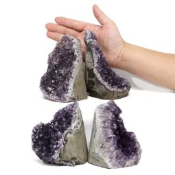 Amethyst Crystal Geode Specimen Set 4 Pieces DN1867 | Himalayan Salt Factory