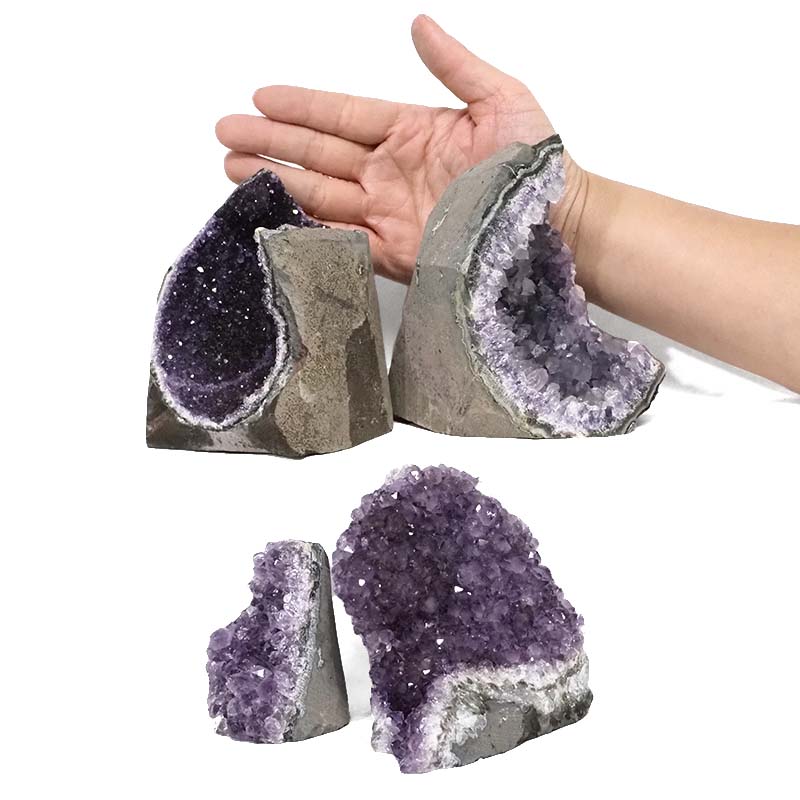 2.82kg Amethyst Crystal Geode Specimen Set 4 Pieces DN1869 4 Amethyst Crystal Geode Specimen Set 4 Pieces DN1869 | Himalayan Salt Factory