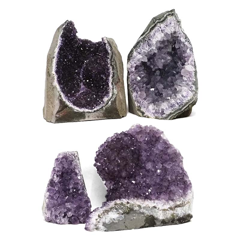 2.82kg Amethyst Crystal Geode Specimen Set 4 Pieces DN1869 3 Amethyst Crystal Geode Specimen Set 4 Pieces DN1869 | Himalayan Salt Factory